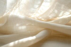 Soft, light fabric draped elegantly, capturing ethereal sunlight for a serene atmosphere. photo