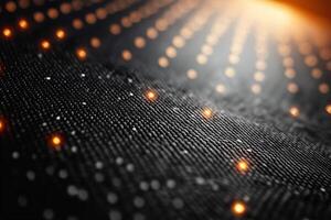 Abstract close-up of a textured surface with glowing orange lights, creating a mesmerizing visual of depth and dimension. photo