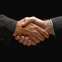 Close-up of a strong handshake between two business professionals, symbolizing partnership and agreement. photo
