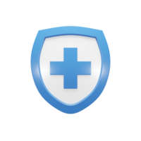 3D Render Blue and White Health Shield Protection png