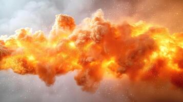 A vibrant explosion of orange and yellow hues fills the sky, creating a dramatic and fiery scene. photo