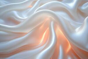 Soft white satin fabric draped gracefully, creating elegant folds and subtle light reflections. photo