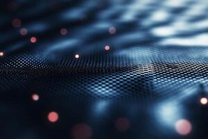 Close-up of a textured, illuminated surface in blue and black tones, creating a dynamic, futuristic vibe. photo
