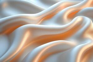Elegant beige satin fabric with soft, flowing waves and a warm glow. photo