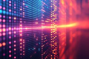 Vibrant abstract background featuring colorful dots and glowing lines, creating a digital atmosphere. photo