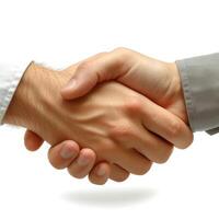 Two business professionals shake hands, symbolizing agreement and collaboration. photo