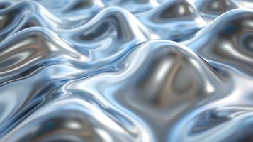 A close-up of smooth, flowing silver waves with a reflective surface, creating a dynamic and serene atmosphere. photo