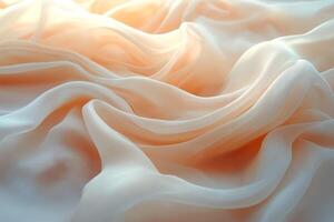 Delicate, flowing layers of light orange and soft white fabric, creating an elegant and serene atmosphere. photo