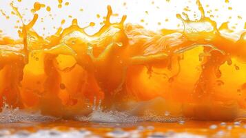 Dynamic splash of vibrant orange liquid creating an energetic atmosphere. photo