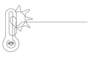 one line Thermometer showing high temperature vector