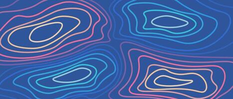 vibrant and modern abstract topographic contour lines illustration featuring colorful lines against a dark blue background vector