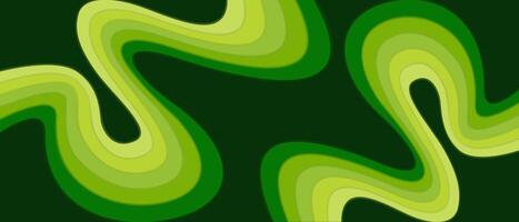 Abstract illustration with winding green waves in various color gradients. dynamic and fresh abstract concepts vector