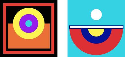 Abstract colorful collage poster design template. Cool geometric and retro cover design. vector
