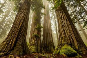 A group of tall trees in a forest photo