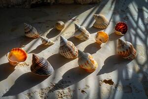 A group of shells on the ground photo