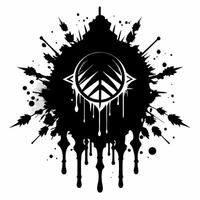 Ink Blots on Distressed Black and White Background vector
