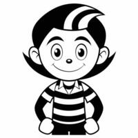 Whimsical Black and White Cartoon Characters in a Playful Scene vector