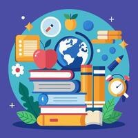 Knowledge Oasis Inspiring Books and Educational Materials Background vector