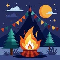 Enchanting Bonfire Night Background with Sparkling Fireworks vector