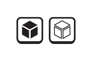 Two black and white icons of a cube and a cube vector