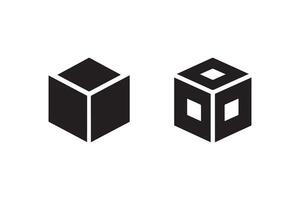 Two black and white cubes with a square in the middle vector