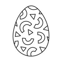 Lovely outline painted egg with geometric shapes pattern for Easter egg hunt. Trendy egg with circles, triangle ornament for religious springtime holiday, funny game. Cute hand drawn doodle. vector