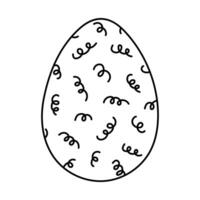 Lovely doodle painted egg with swirl, twirl, curve and twist pattern for Easter egg hunt. Trendy hand drawn line clipart for celebrating traditional springtime holiday isolated on white background vector