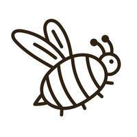 Lovely outline honey bee in the flight. Cute hand drawn bumblebee as symbol of springtime, hardworking. Funny flying honeybee insect doodle isolated on white background for poster, card, design vector