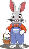 Rabbit Mascot With Easter Basket Bunny Graphic vector