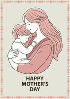 Mother's Day Graphic Art Woman With Child vector