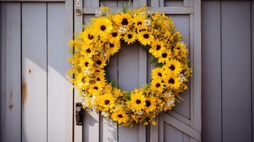 rustic yellow flower wreath photo