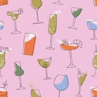 Different types of glasses and goblets with cocktails and wines creating a cheerful mood vector