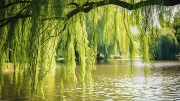 canopy weeping willow leaf photo