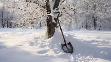 snow shovel tree photo