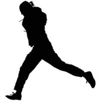 Silhouette of a person with ponytail and a hood in mid-motion against a white background capturing the essence of movement and athletic performance vector