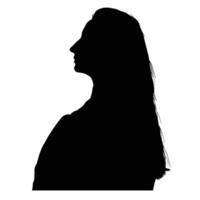 Silhouette illustration of a woman with long hair in profile emphasizing form and shadow Simple elegant portrait in black against a white background vector
