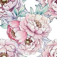Vibrant peonies burst forth in soft pink and white tones, surrounded by gentle green leaves, exuding elegance and charm. vector