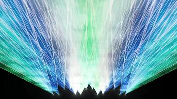 Laser lights and fog on the stage during concert. Multicolored light show at night. Abstract background video
