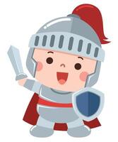 Cute Cartoon Knight with Sword and Shield vector