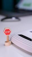 vertical White wi-fi router providing wireless internet access on desk video