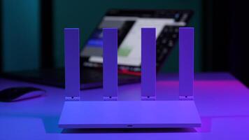 Modern wireless router providing high-speed internet access in home office video