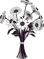 A bunch of marigold flowers. isolated silhouette, line art vector