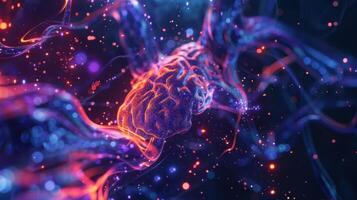 futuristic glowing representation of neural network photo