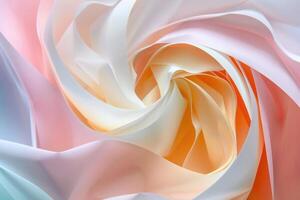 Swirling pastel colors resembling soft ribbons in white, peach, and light pink photo