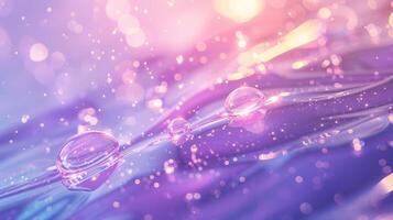water droplets shimmer with pastel purple and pink hues over a rippling surface photo