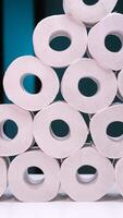 vertical a pyramid of toilet paper, Stack of toilet paper rolls. background video