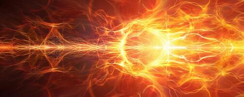abstract representation of glowing energy streams in vibrant orange and yellow tones photo