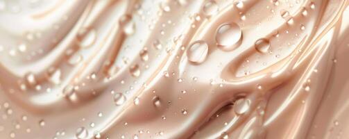 Smooth cream-like texture with water droplets scattered on its shimmering surface photo