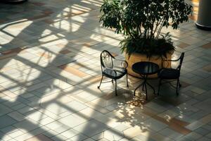 Quiet seating area in a shopping mall photo