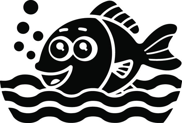Ocean Fish Silhouette Creative Design